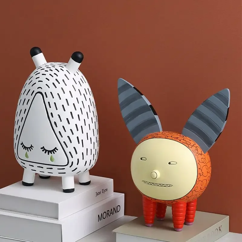 Abstract Painting Cartoon Animal Sculpture Resin Ornaments Model Room Art Crafts Home Livingroom Bookcase Desk Figure Decoration