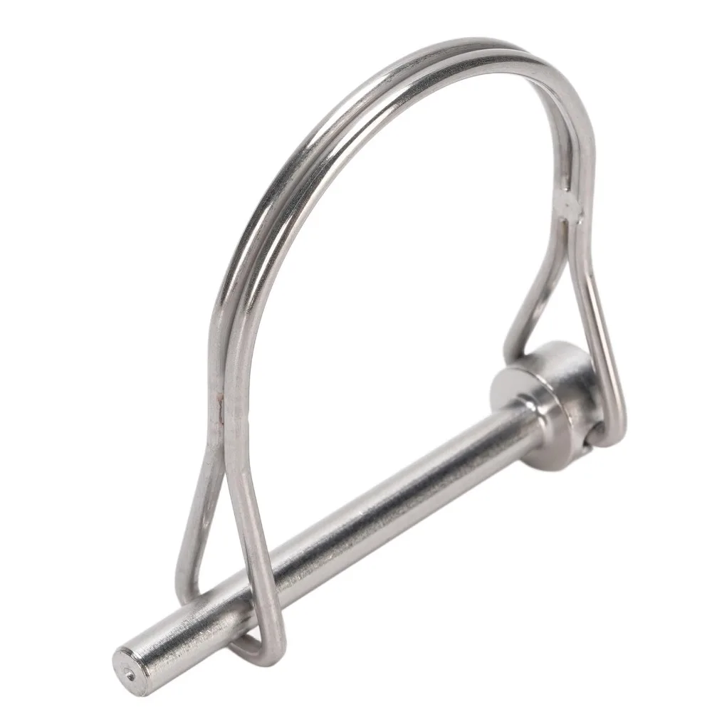 2PCS Practical 304 Stainless Steel Safety Coupler Pin Universal Silver Shaft Locking Pin D Type Shape Extended Length PTO Pin