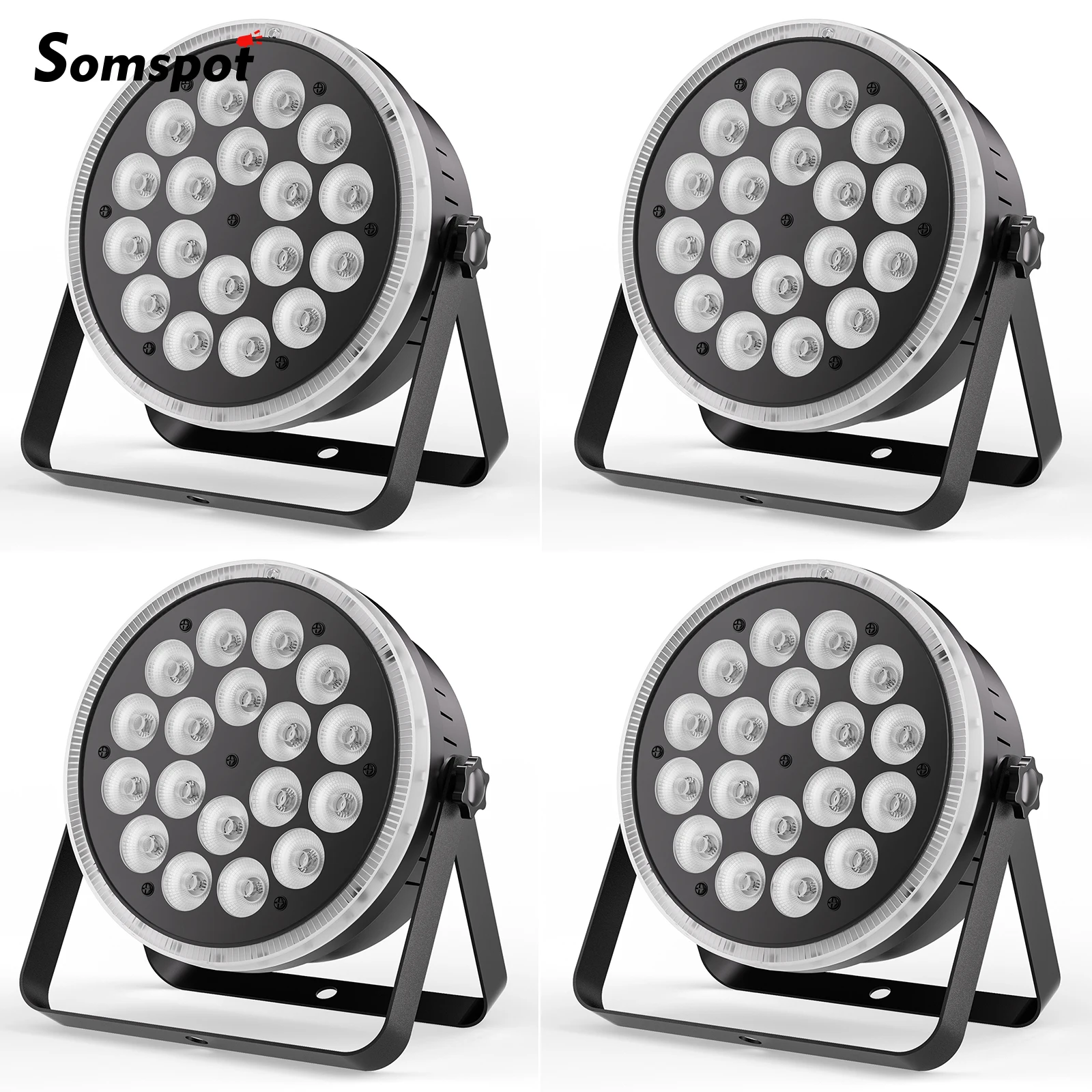

Somspot 4PCS RGBW 4in1 Par Light 18LEDs DJ Party Lights Stage Effect Lighting for Disco Concert Wedding Theater Live Show Club