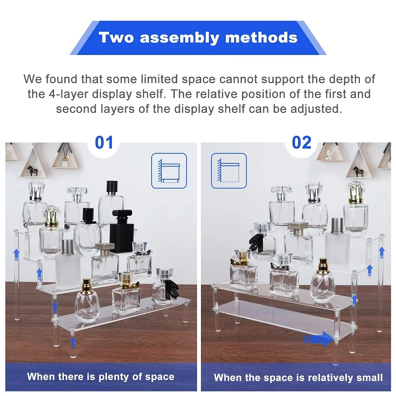 Acrylic Display Risers,Perfume Organizer,Display Riser,Cupcake Display Stand Steps, Organizer Shelf Stand for Figures, Dessert