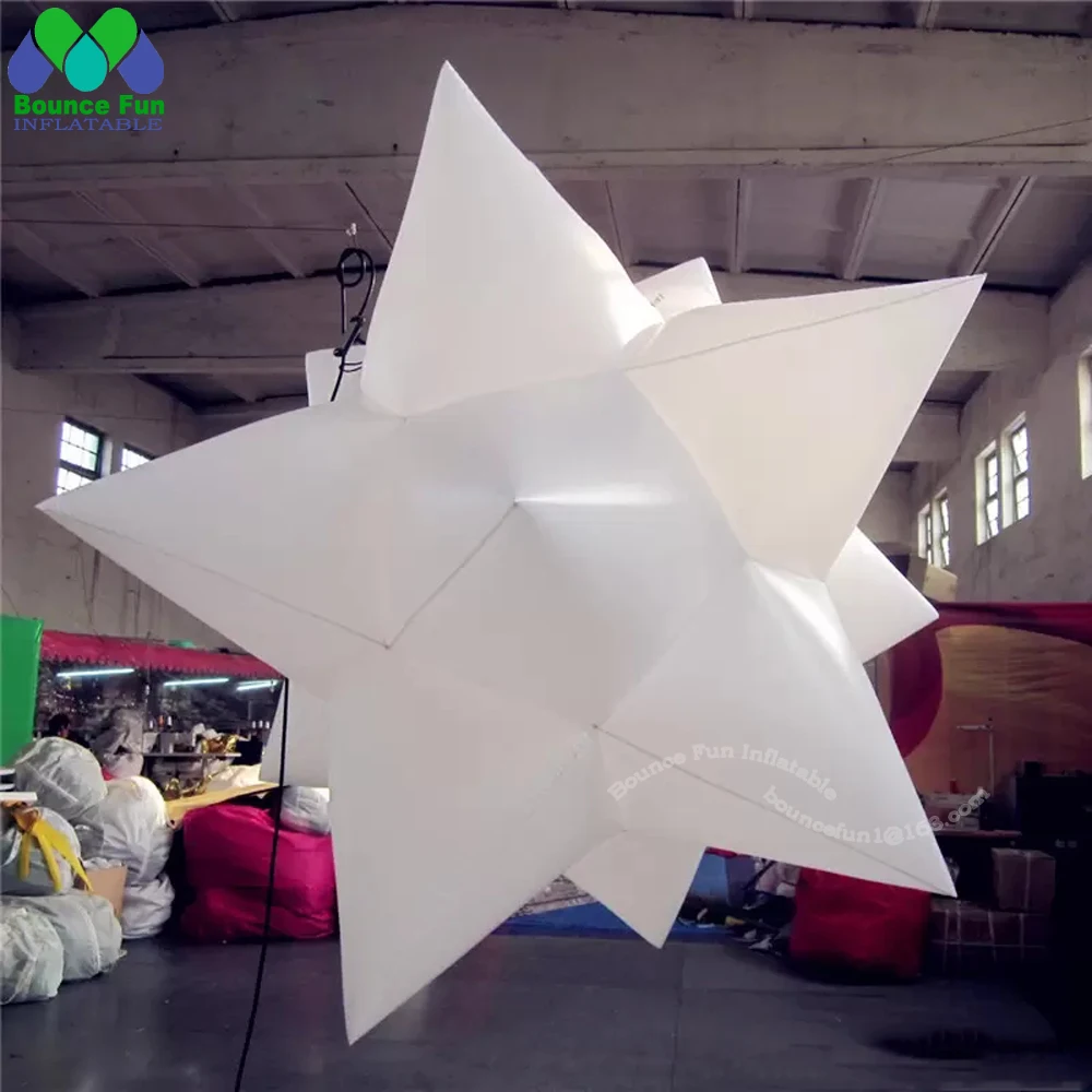 2m Stage Hanging Air Blow Up Fat Inflatable Star With Colorful LED For Christmas Holidays Romantic Wedding Decoration