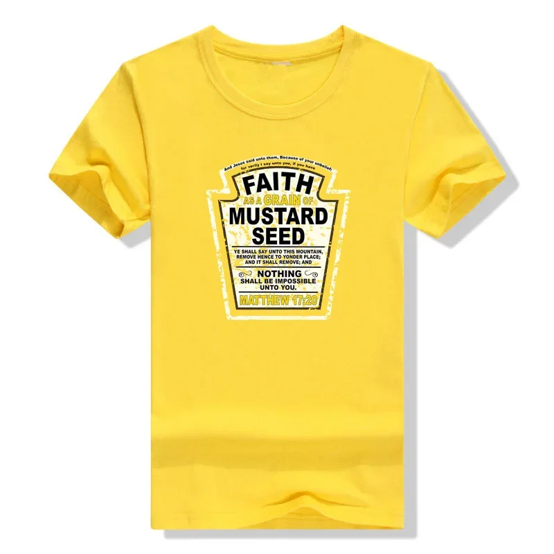 Faith As A Grain of Mustard Seed Women's and Men's Christian Parody T-Shirt Tops Funny Aesthetic Clothes Short Sleeve Blouses