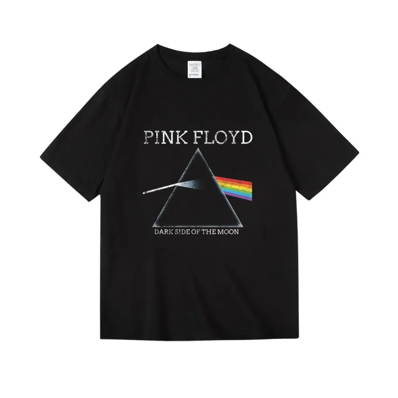 تي شيرت Pink Floyd Dark Side Of The Moon تي شيرت جرافيك عتيق للجنسين كبير الحجم من القطن الهيب هوب ملابس الشارع الشهير للرجال والنساء