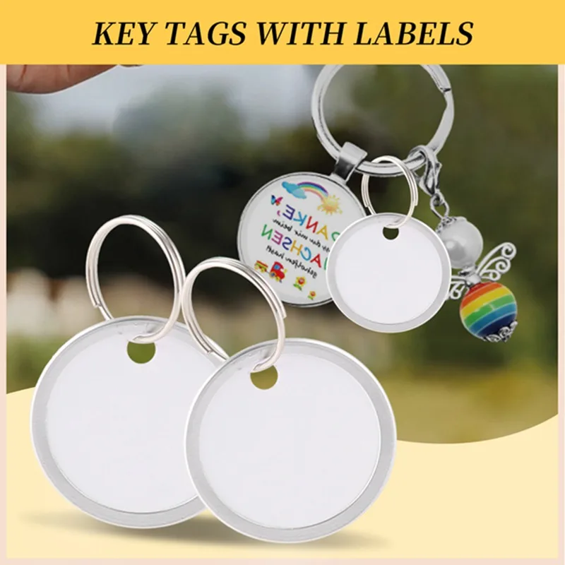 แท็กขอบโลหะ แท็กคีย์ แท็กกระดาษกลมพร้อมวงแหวนโลหะสําหรับกุญแจรถและกุญแจประตู