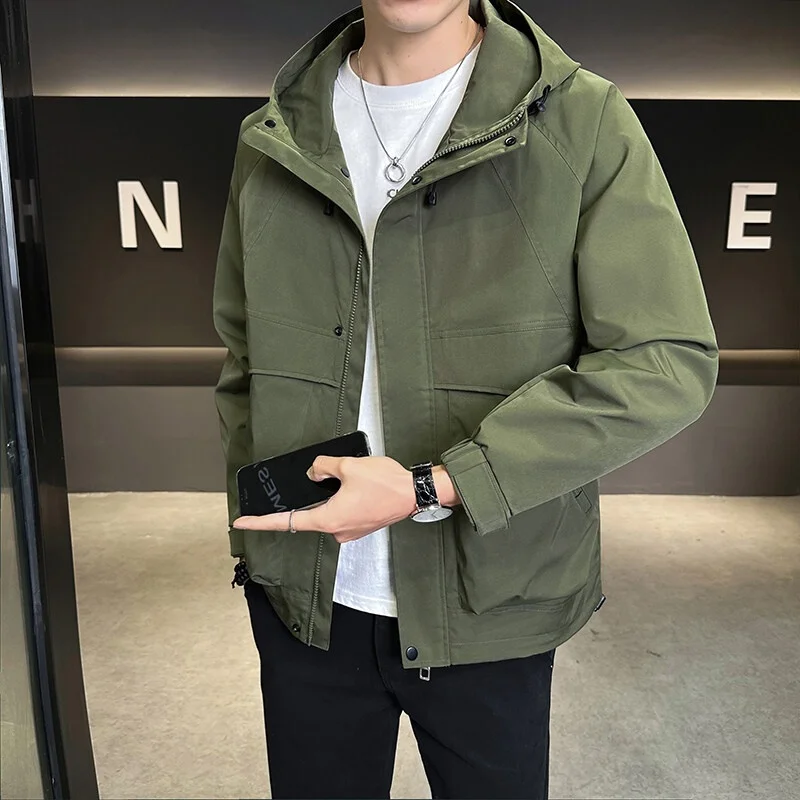 

New 2025 Men's Casual Faion Patchwork Jaet Outerwear Spring Autumn Loose Fit Youthful Polyester Fiber Windproof Zipper