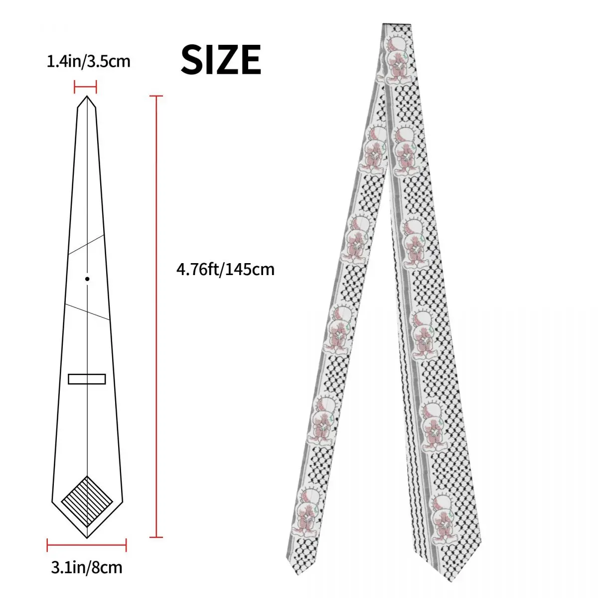 Palestyńskie krawaty Tatreez Skinny szeroki palestyński wzór Kufiya Keffiyeh akcesoria krawaty akcesoria ślubne gravaty