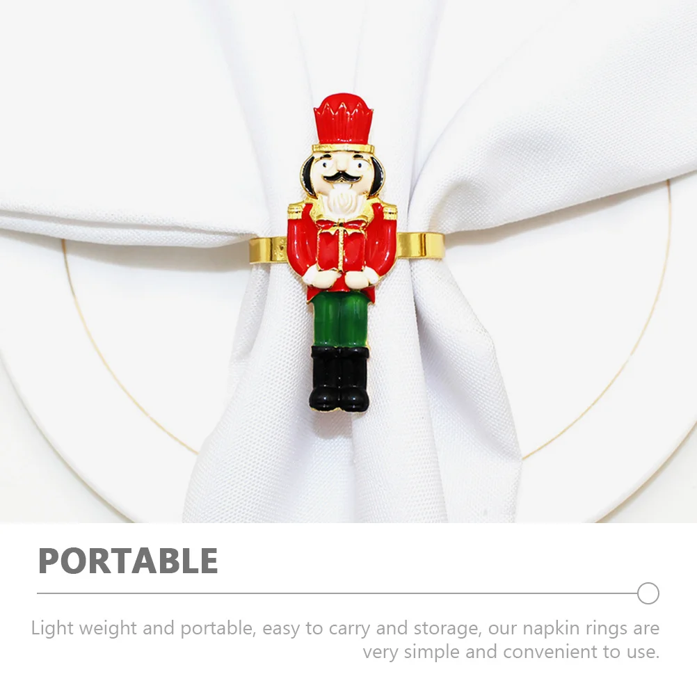 2Pcs Nutcracker Shaped Napkin Holders Christmas Table Decorations Fine Workmanship Accessory Nutcracker Napkin Rings