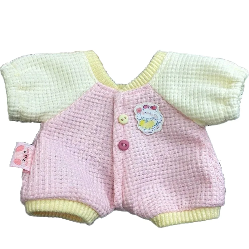 Mono de 20cm, ropa de muñeca de algodón, babero, patrón de conejo, ropa bonita para muñeca, vestido, ropa de muñeca de algodón de dibujos animados, muñeca de algodón de 20cm
