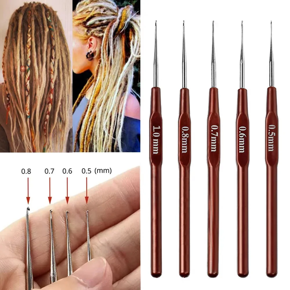 Dreadlock Crochet Hook Set for Hair Braid Craft Tool 0.5mm-0.8mm Diameter Dread Locks Crochet Needles Hairdressing Gift