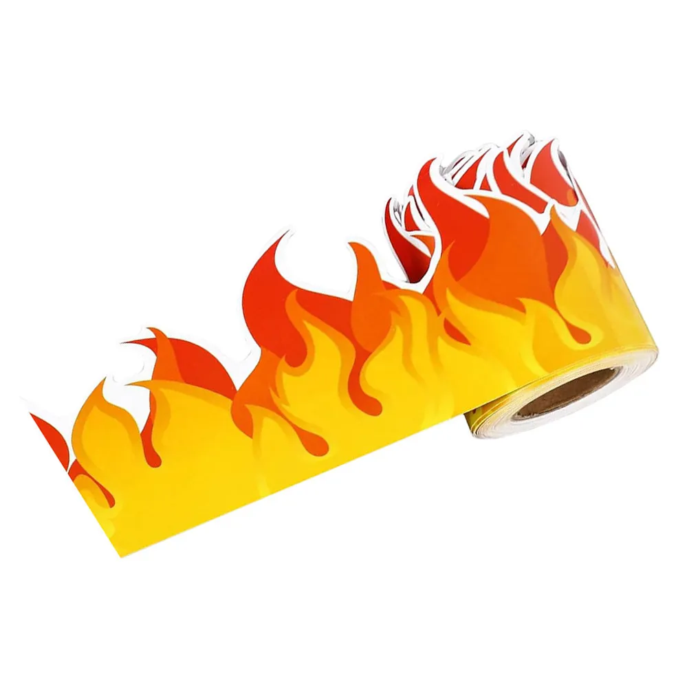 1Roll Bulletin Board Border Black Sticker Flame Trim Classroom Decoration Pattern Wall Decal