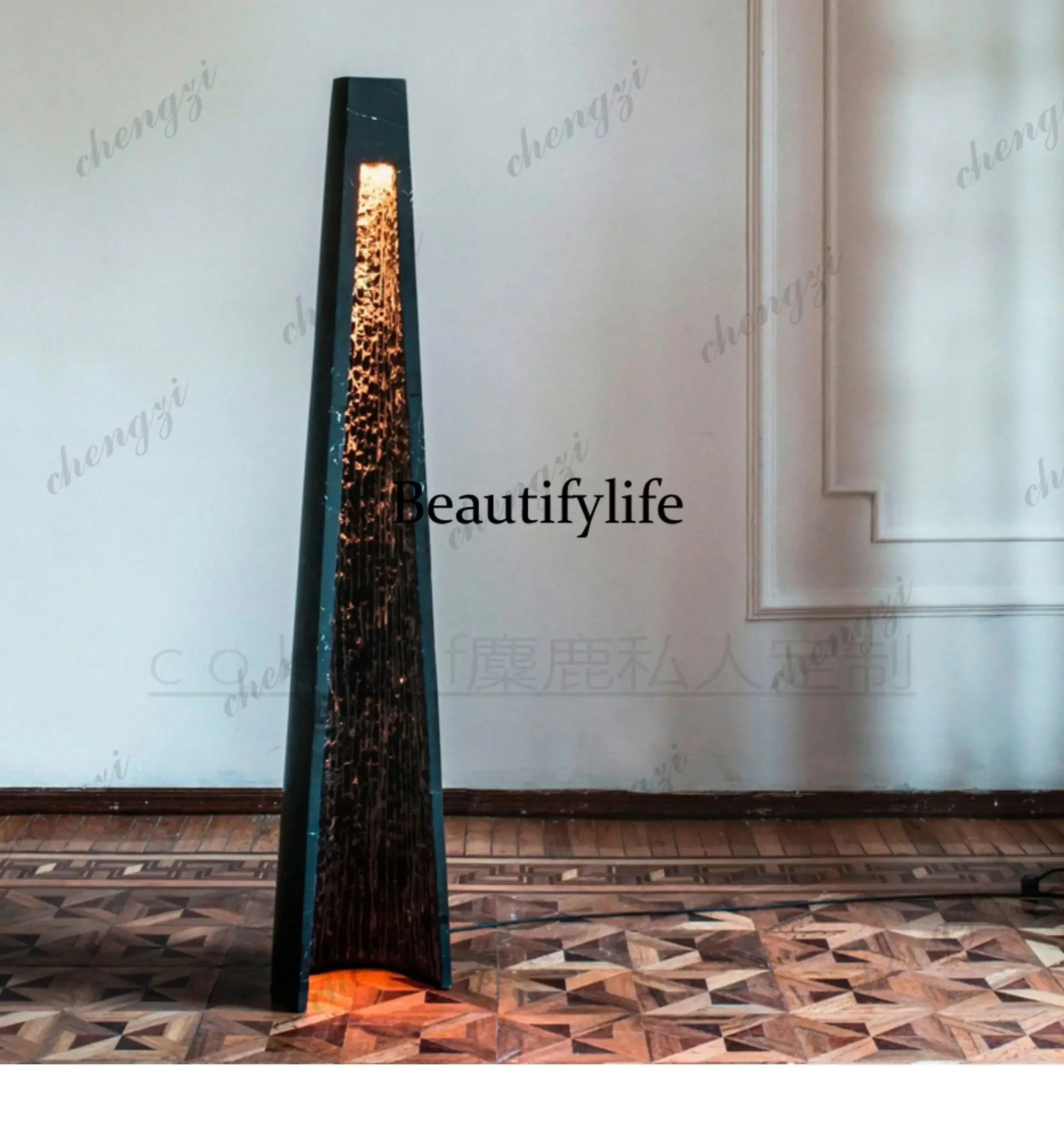 A4567 Natural marble carving, living room floor lamp, next to the sofa, high-end designer vertical atmosphere