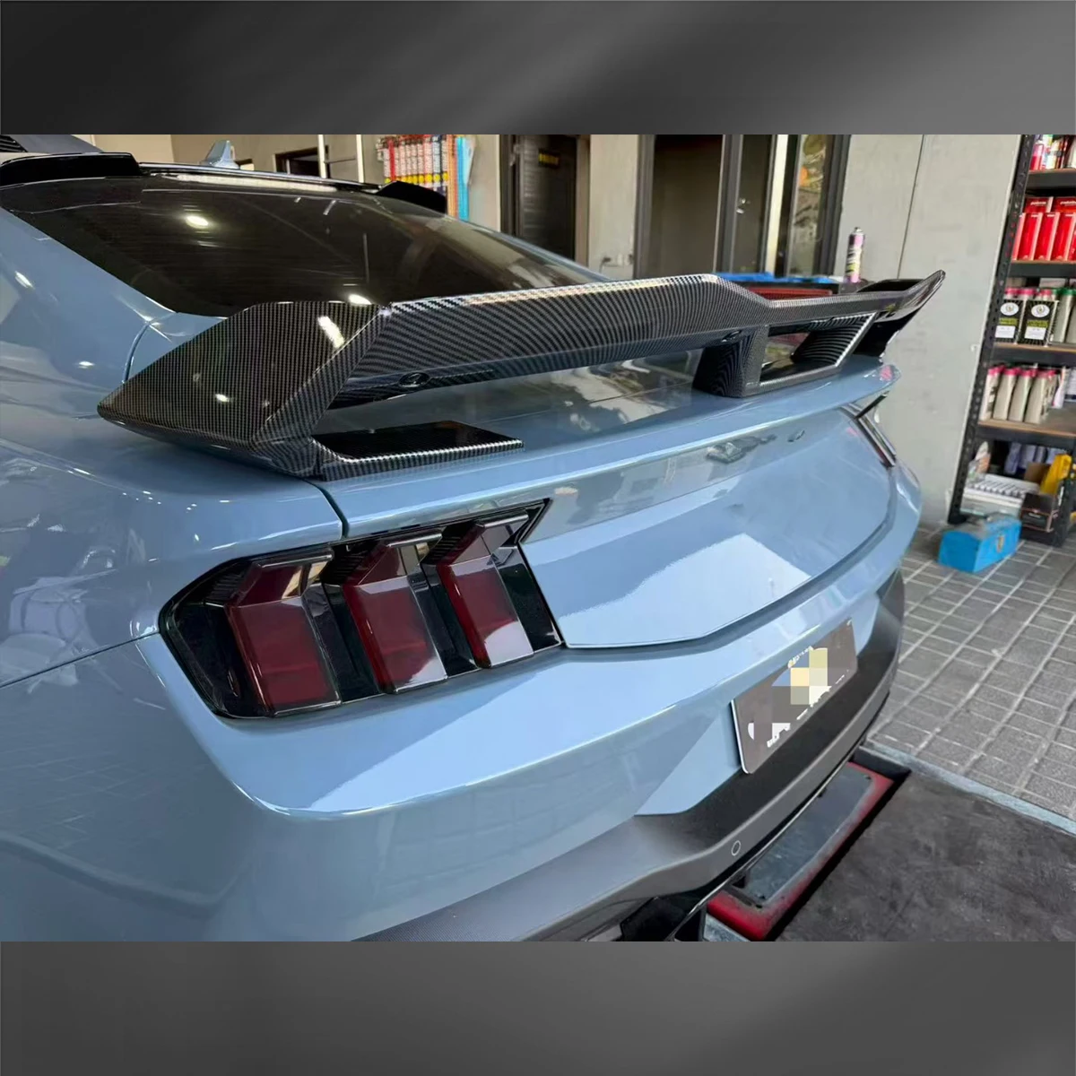 MP Concepts Gloss Black Carbon Fiber Looking Dark Horse Style Rear Spoiler For FORD Mustang Fastback 2024-2026 5
