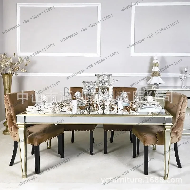 

Dining room furniture light European glass table decoration mirror manufacturer dining table gold decorative