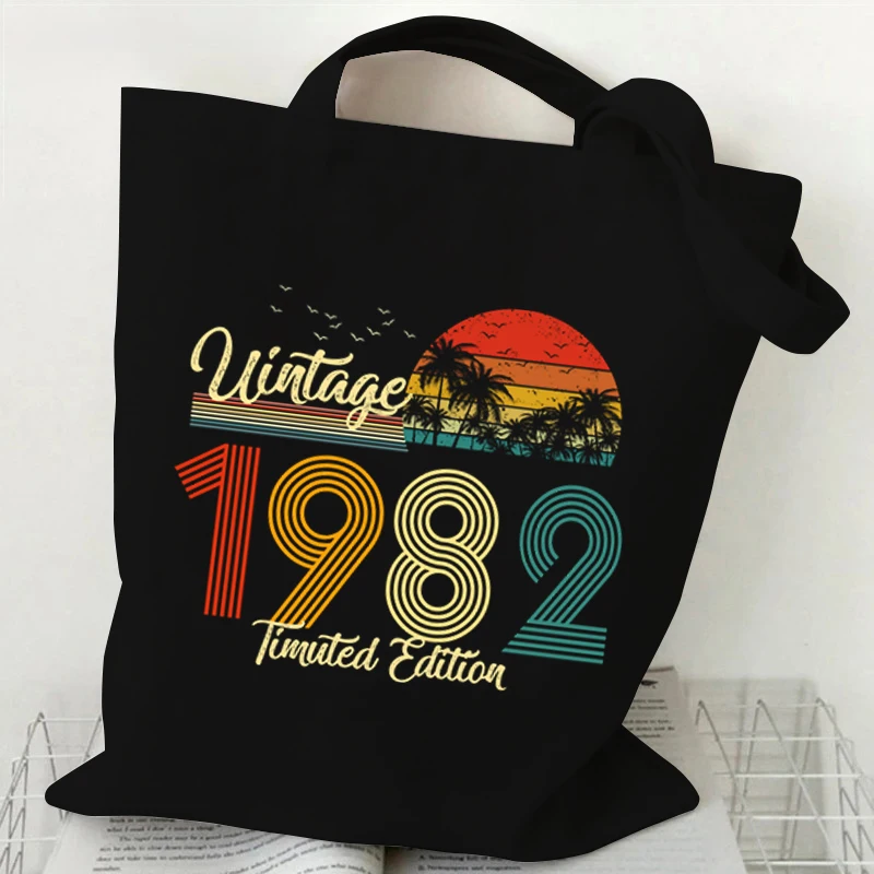 Vintage 1984 Tote Bag Vintage 1980~1989 Shopping Reusable Foldable Storage Tote Bag Canvas Bags Storage Mujer Bolsas