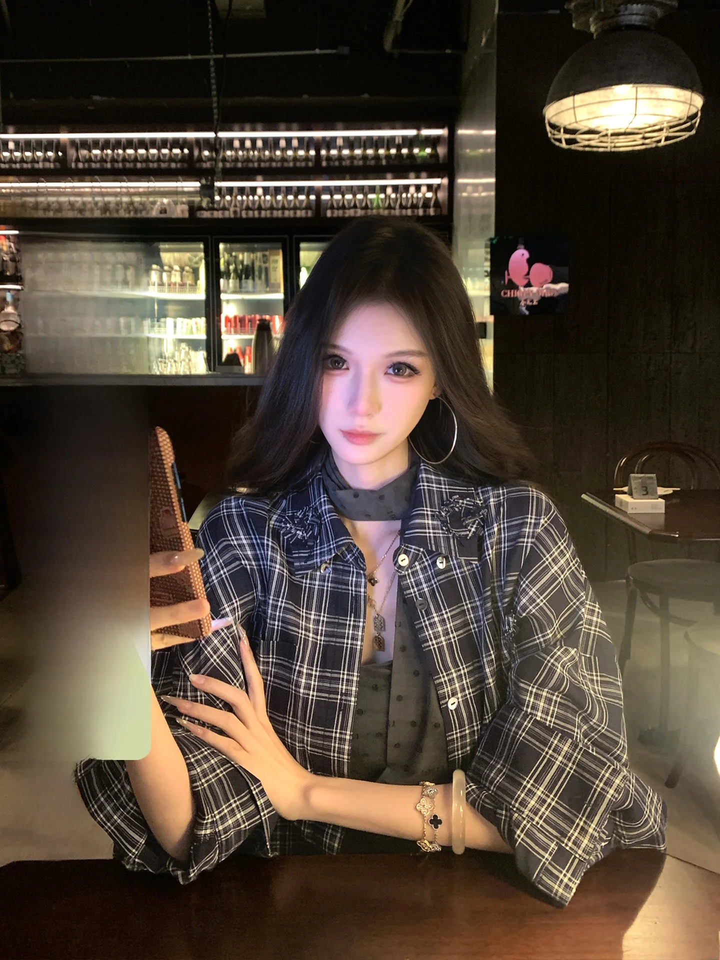 

Sweet Shrimp Pie Campus Walk Retro Korean Style Lazy Casual Loose Match All Blue Long Sleeve Plaid Shirt Women Casual Cotton ...