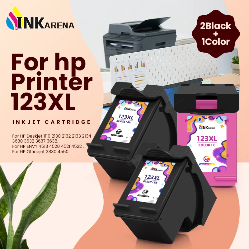 

Inkarena For HP 123 Refillable Ink Cartridge Replacement For HP123 123xl 123 xl Deskjet 3630 1110 2130 2132 2133 2134 3632 3638