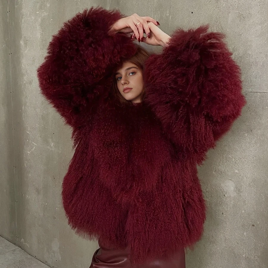 معطف جلد الغنم الطبيعي مع طوق ترتيب الأسرة ملابس خارجية من الفرو الأصلي سترات شتوية دافئة من جلد الخراف الأكثر مبيعًا معطف فرو حقيقي للنساء