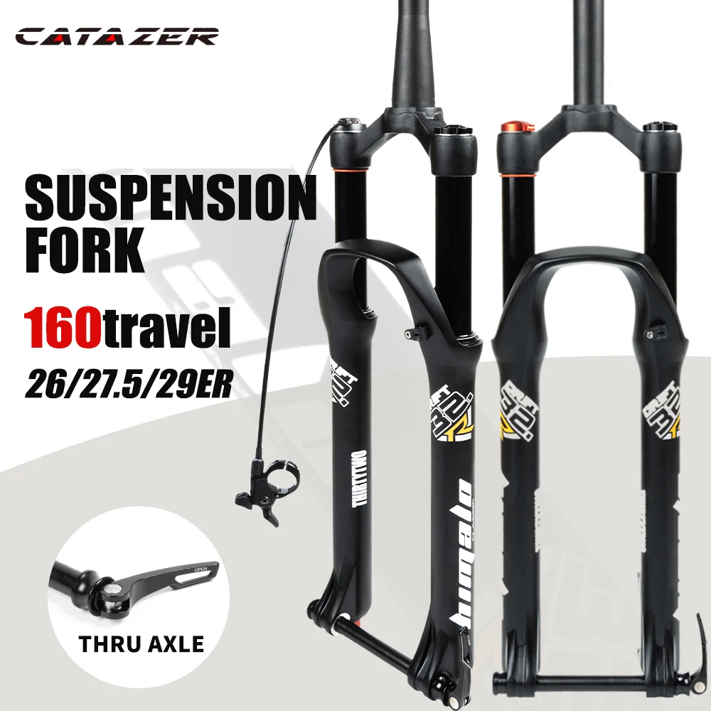 26 27.5 29er MTB Suspension Air Fork Travel 160mm Rebound Adjustment Thru Axle 100*15mm Boost Tapered Straight Tube