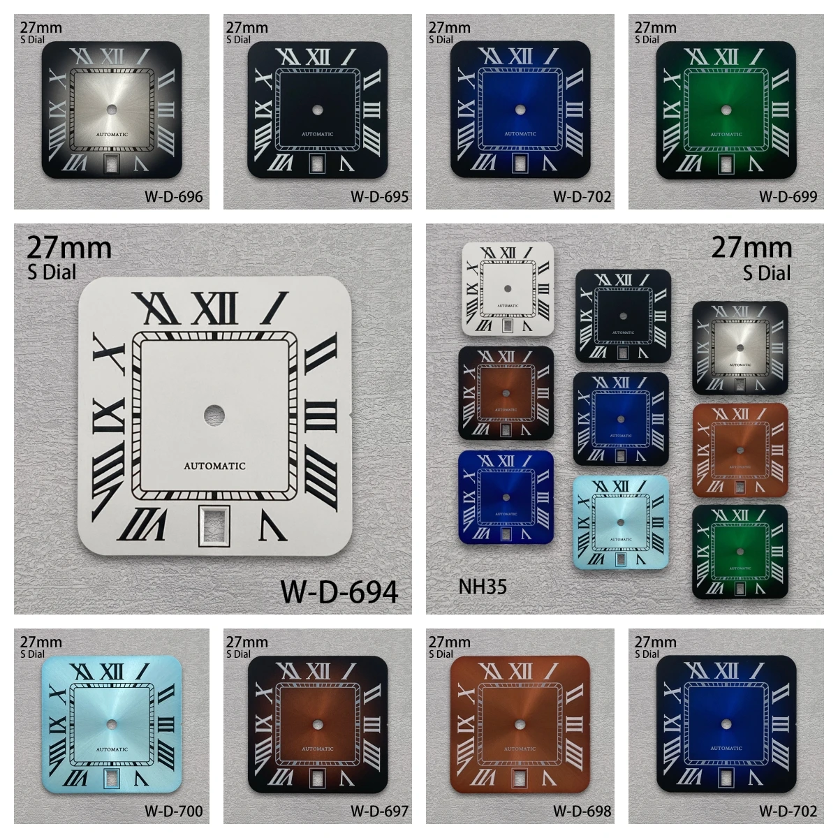 

27mm S Logo Roma Qquare Dial Fit NH35 Automatic Movement 6 O'clock High Quality Watch Modification Accessories