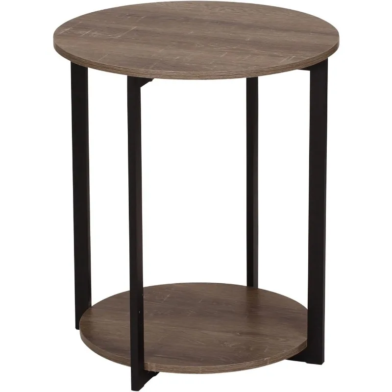 

Household Essentials Wooden Side End Table with Storage Shelf | Ashwood