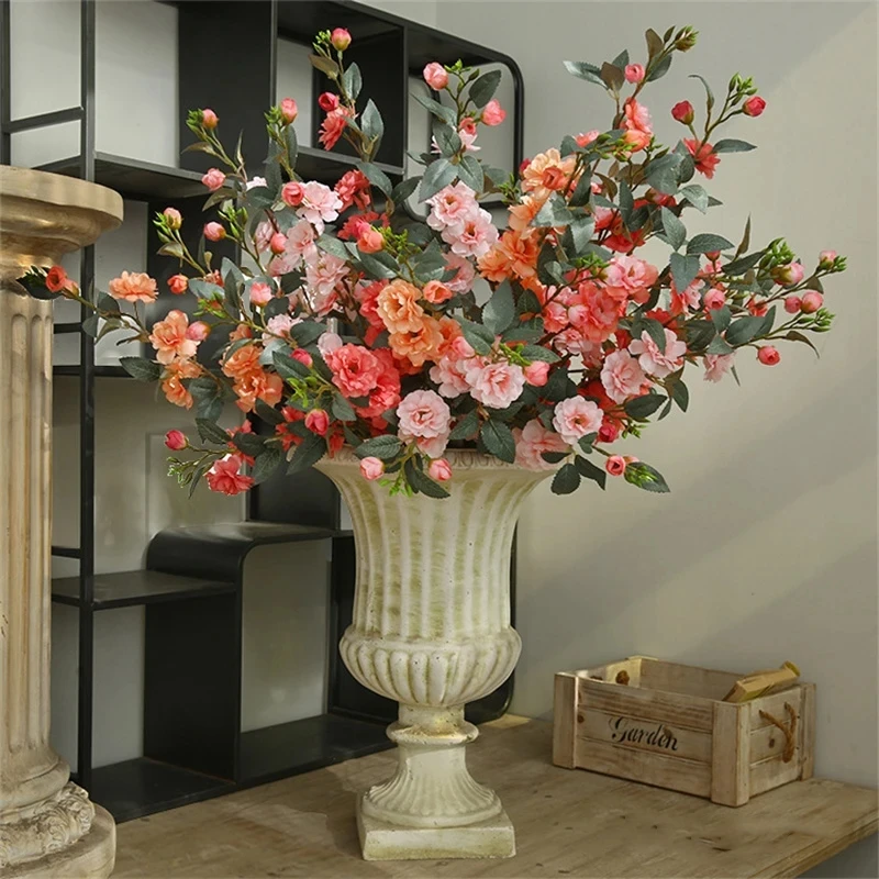 New Camellia Branch Artificial Flowers Christmas Home Decoration Fake Floral Living Room Garden Table Craft Wedding DIY Arrange