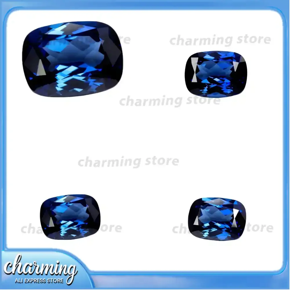 

Lab Grown Sapphire Stone Rectangle Cushion Shape Royal Blue for Jewelry Making Advanced Lab Created Sapphire Gemstone