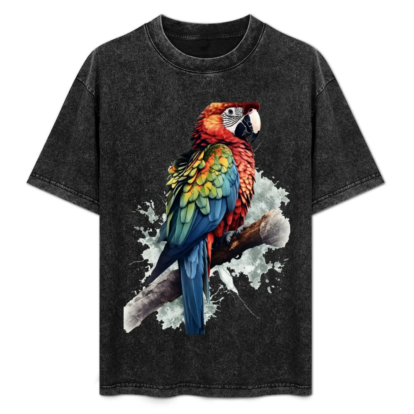 

cute colourful bird standing on a branch T-Shirt Casual Loose Fit Short Sleeve T-Shirt