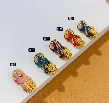 

999 real gold pixiu colourful pixiu chamrs jewelry accessories about 0.32g/pc