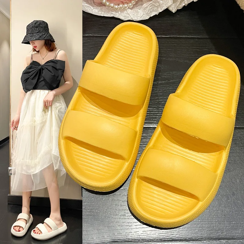 

Thick Sole Step on Shit Feeling Sandals Women's Mute Bathroom Flat Slippers EVA Non-slip Soft Comfortable Indoor Home Sandals