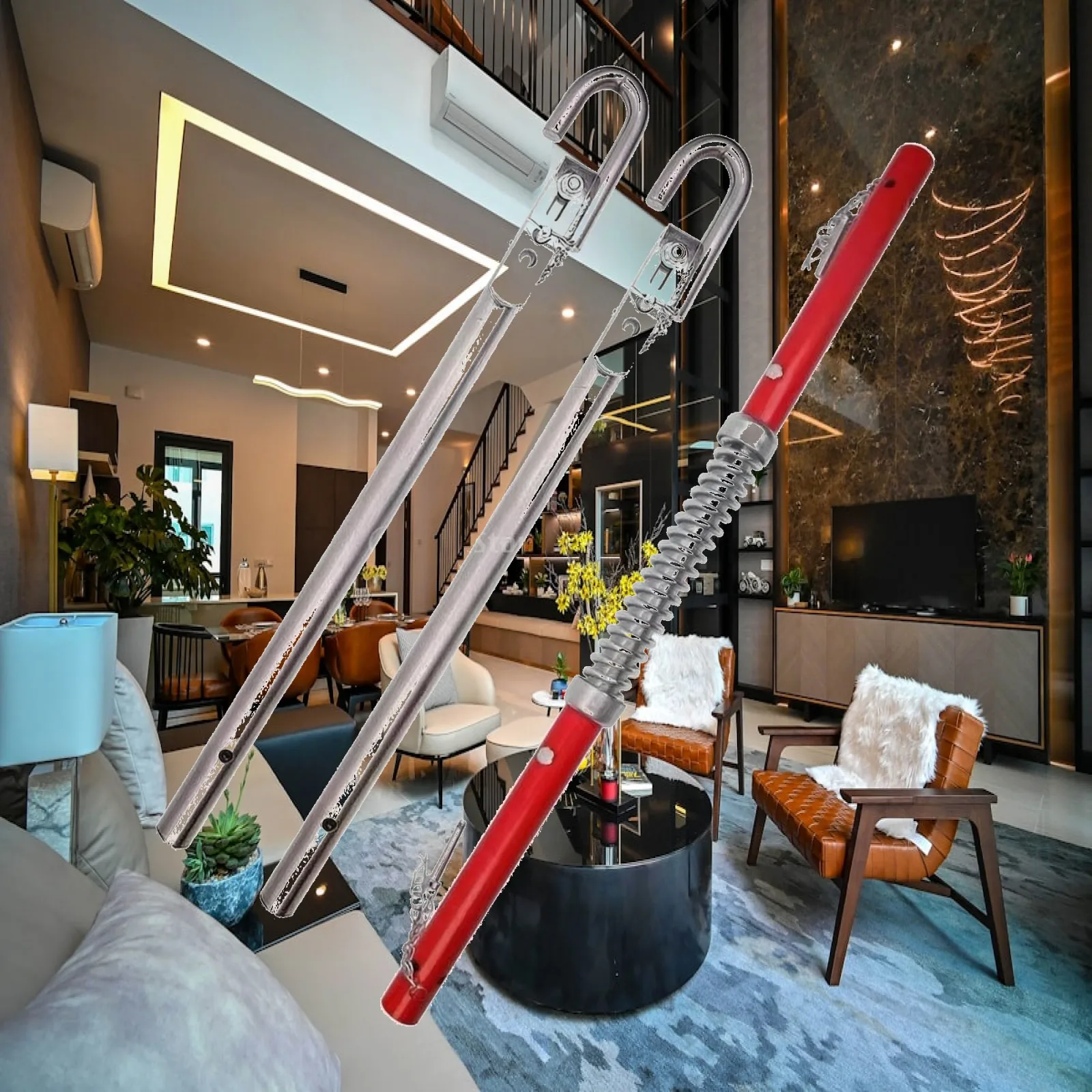 Towing Pole High Capacity Emergency Tow Bar with Damping Springs Heavy Duty Towing Pole Sturdy for Roadside Assistance Providers