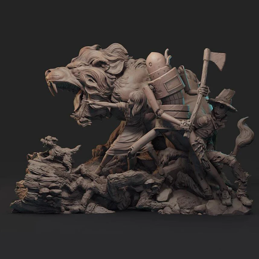 Resin soldier 1/24 modern fantasy Warrior soldier with base Model Unassambled Unpainted Figure Building Kit