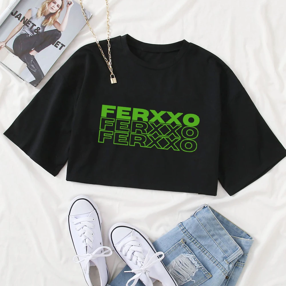Feid Ferxxo Calipsis Tour 2024 camisa Tops cuello redondo manga corta supercorto Casual Fans regalo Regular niñas ropa impresión