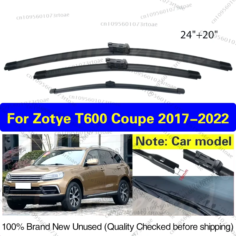 

For Zotye T600 Coupe 2017 2018 2019 2020 2021 2022 Front Rear Wiper Blades Rubber Windshield Windscreen Rain Brush High Quality