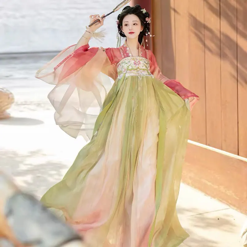 

Hanfu Dress For Women Chinese Vintage Embroidered Gradient Pink&Green Hanfu Dress Female Cosplay Costume Hanfu Tang Dress Girls