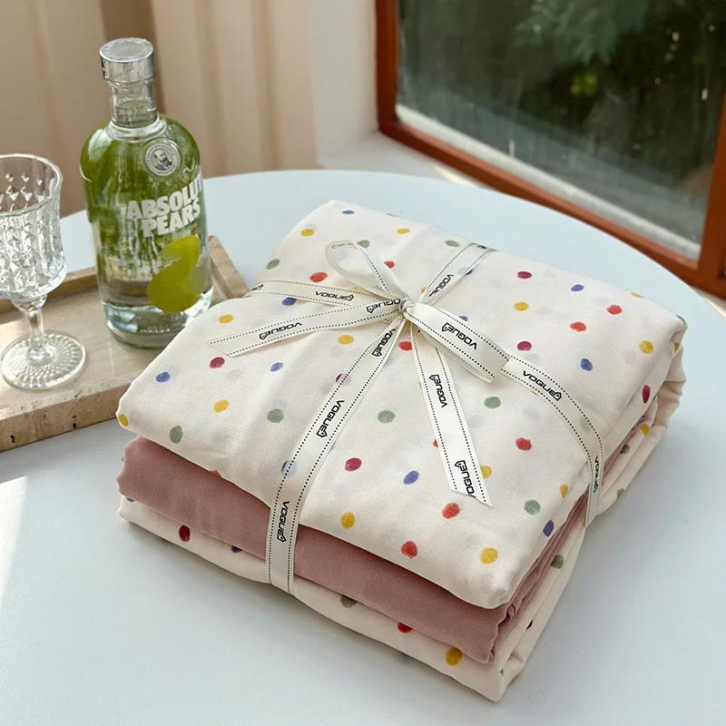 Customizable Four Seasons Cotton Aerobic Double Layer Yarn Printed Small 1.5/1 Four-piece Set