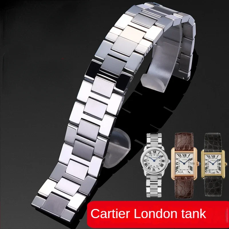 

316 Stainless Steel Watch Strap for Cartier London Tank Waterproof Sweat-Proof Comfortable Women Watchband Accessories 20 23mm