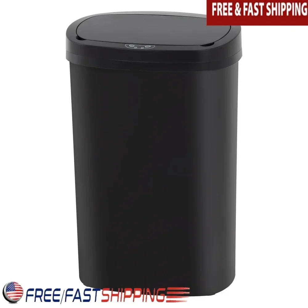 Berührungsloser automatischer Mülleimer, 13-Gallonen-Mülleimer mit Bewegungsmelder, für Zuhause, Büro, Küche, hygienisch, leises Schließen, Kunststoff mit hoher Kapazität