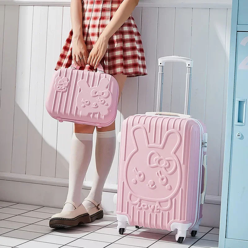 New New love cartoon luggage female pull bar suit box universal wheel password travel 20 \