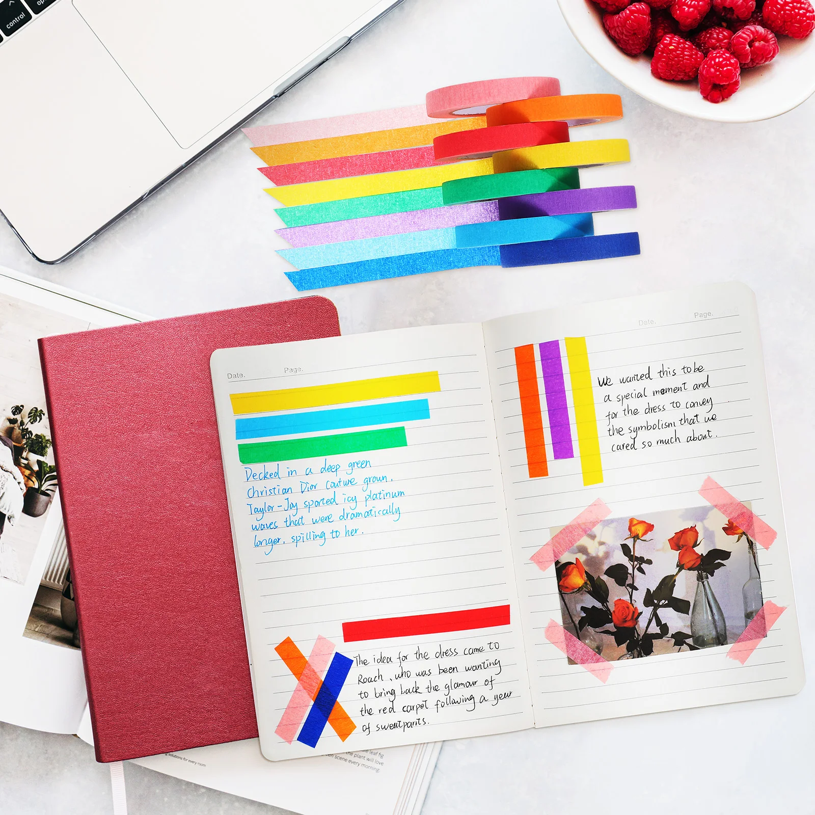 

8 Rolls Vibrant Colored Tape Rolls Writable Surface No Residue Artist Tape for Crafting Labeling Home Office Use