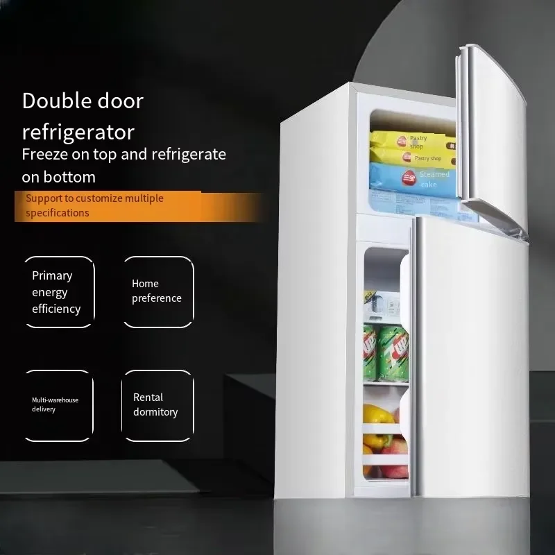For 172L Home Bottom Freezer Refrigerator Mini Double Door Two-door Refrigerator and Freezer