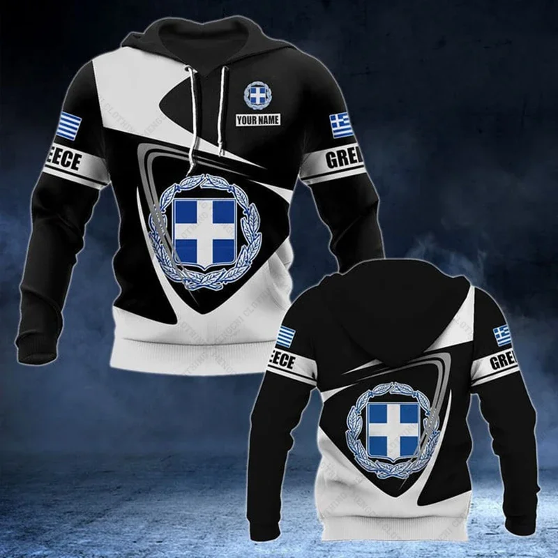 

Custom Name Greece Symbol Unisex Tops Hoodies Loose Sweatshirts Winter Casual Daily Clothing Oversized Pullover Streetwear