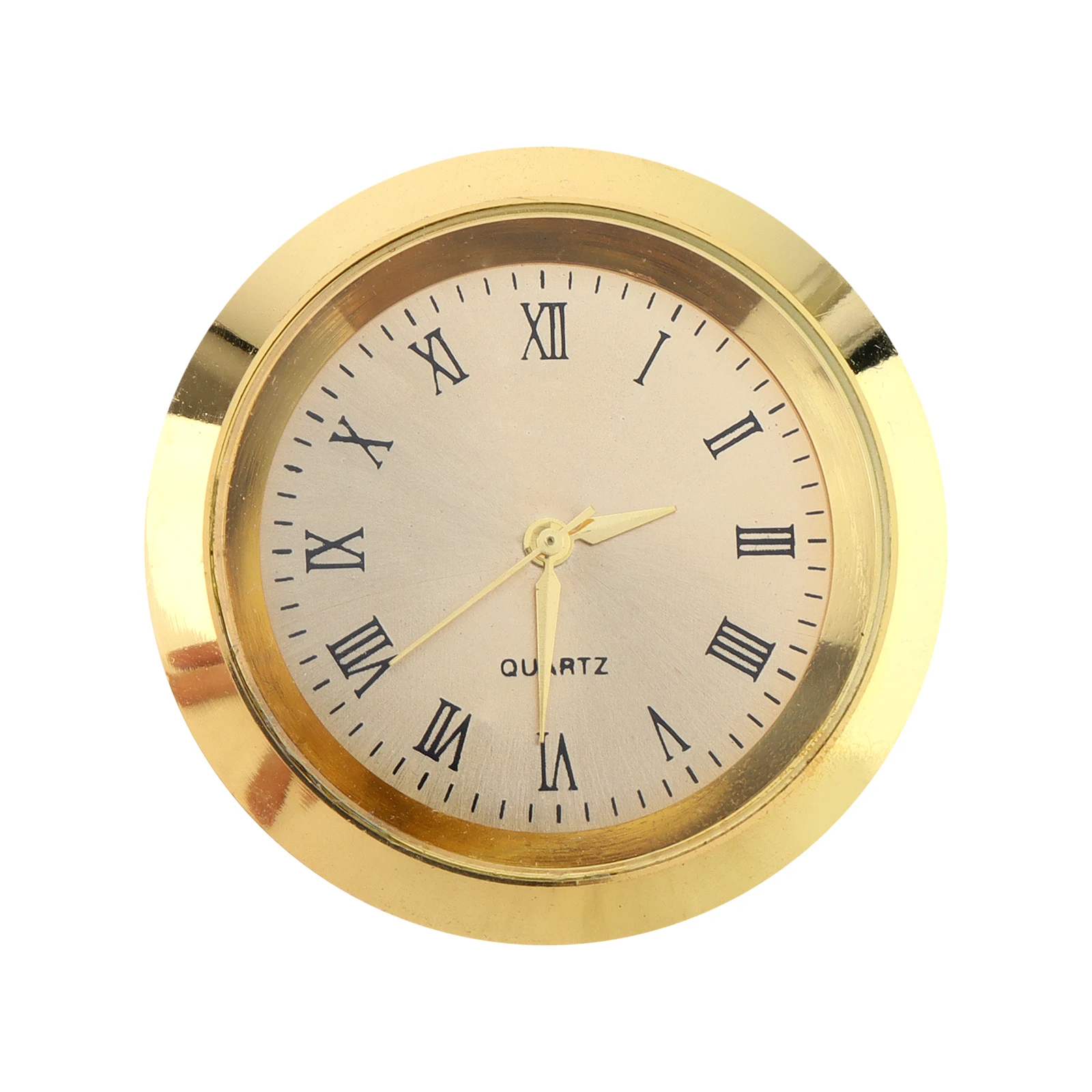1-1/2 inch Quartz Movement Round Mini Clock Insert for 35 mm Diameter Hole with Face,Tone Bezel, Roman Numerals, Miniature Craft