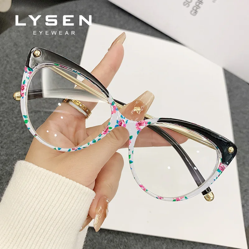 LYSEN موضة عين القط النساء نظارات للقراءة مكافحة الضوء الأزرق قصر النظر مخصصة المضادة للانعكاس النظارات الطبية التقدمية