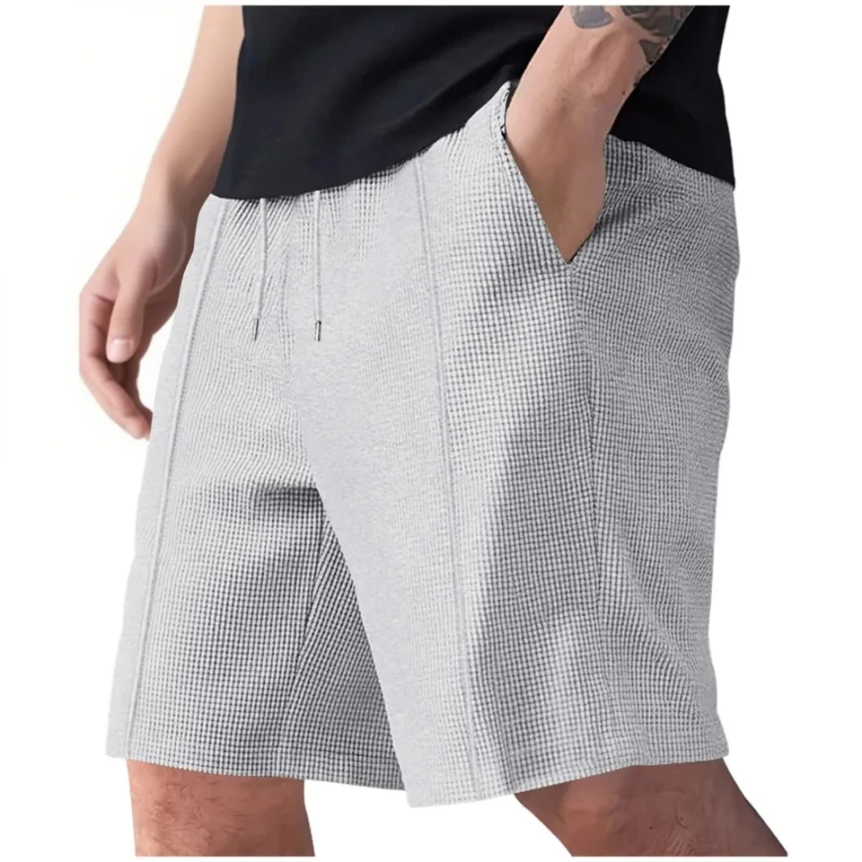 

Men's Casual Shorts Summer Drawstring Breathable Sports Shorts For Men Solid Color Beach Short Pants Fitness Streetwear S-3XL