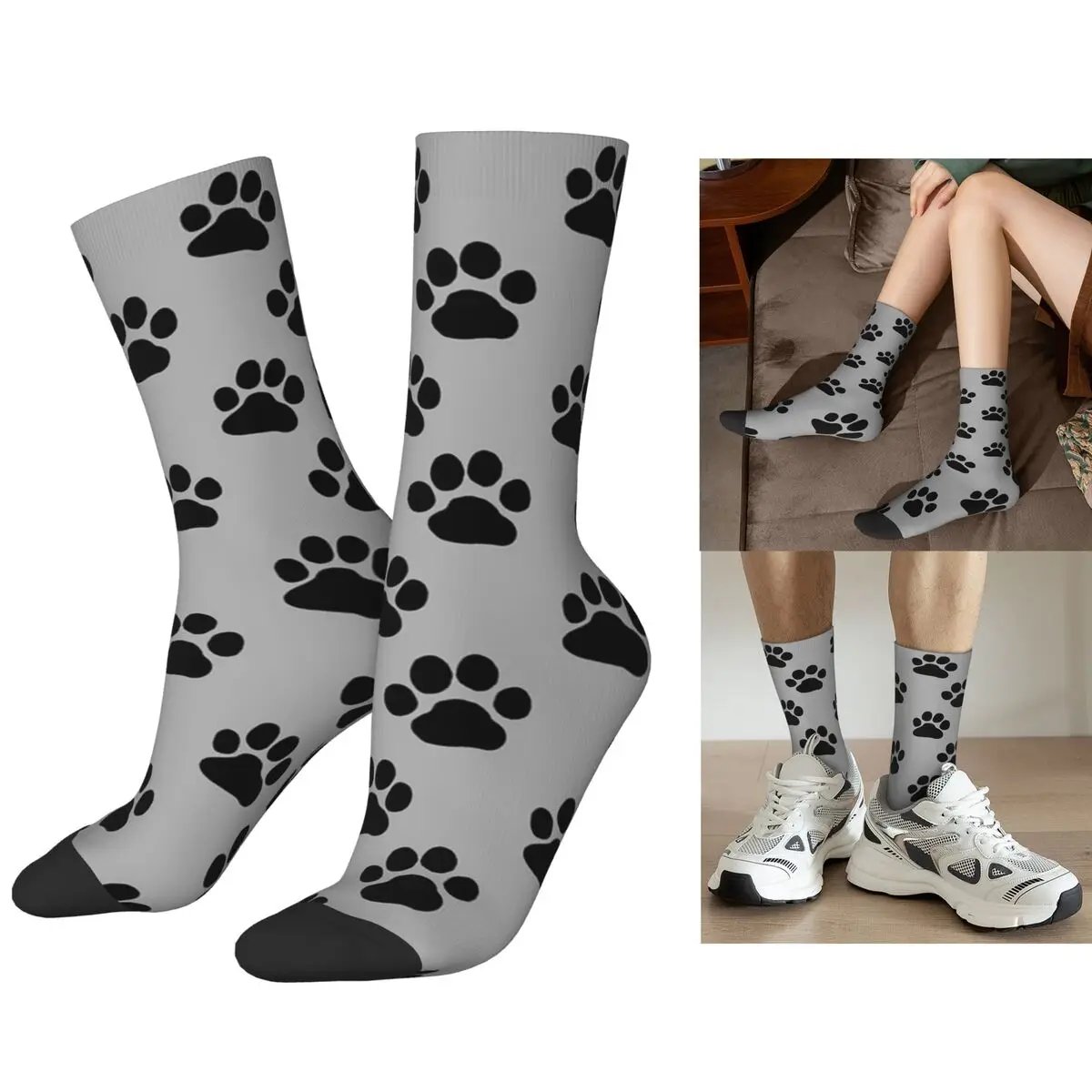 

Носки с принтом лапы собаки или кошки, чулки высокого качества в стиле Харадзюку, всесезонные длинные носки, аксессуары для подарка на день рождения унисекс