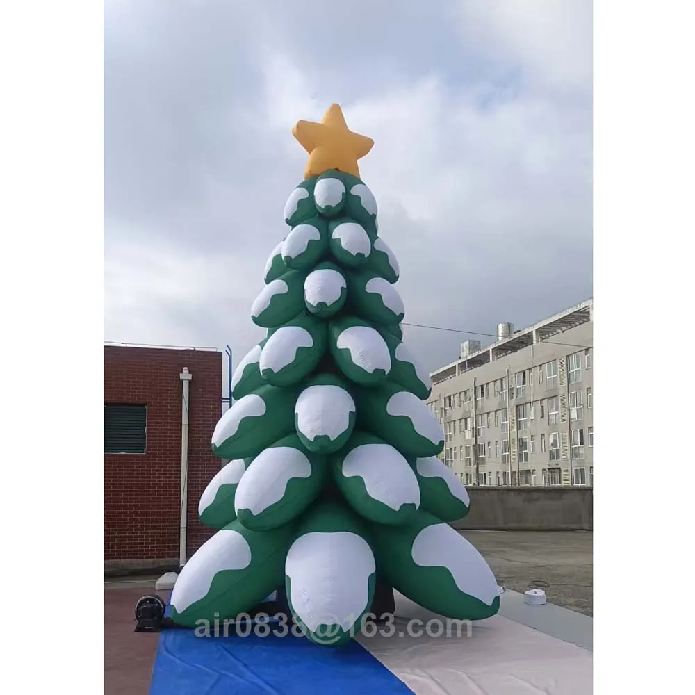 Snowy Giant Inflatable Christmas Tree Artificial Snowing Tree With Led Lights And Blower For Outdoor Xmas Festival Decoration