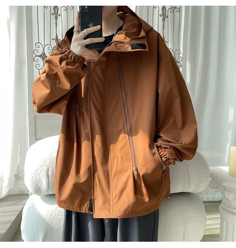 2023 Spring and Autumn Couple Functional Charge Coat Jacket Coat Women Korean Version Loose Hooded Youth Trend Coat Top Cardigan