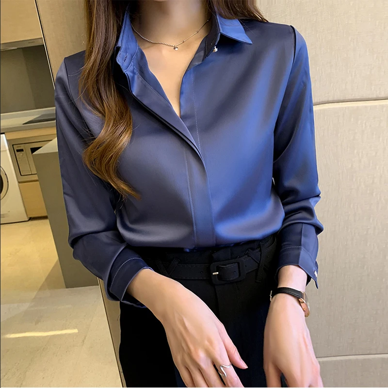 Women Shirts and Blouses Satin Fashion Woman Blouse 2023 Women's Autumn Clothing Elegant and Youth Woman Blouses OL Ladies Tops