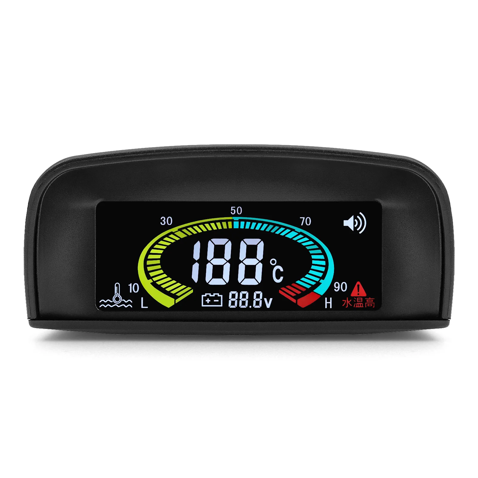  12v 24v Car Truck Water Temperature Gauge + Voltmeter Water Temp Sensor 10mm Voltage Gauge with Alarm 2 In 1 Meter Sunshield 