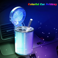 Colorful LED Light Car Ashtray Accessories for Vehicles with Lid Cup Holder/Air Vent Ashtray Trash Can Car Interior Decoration